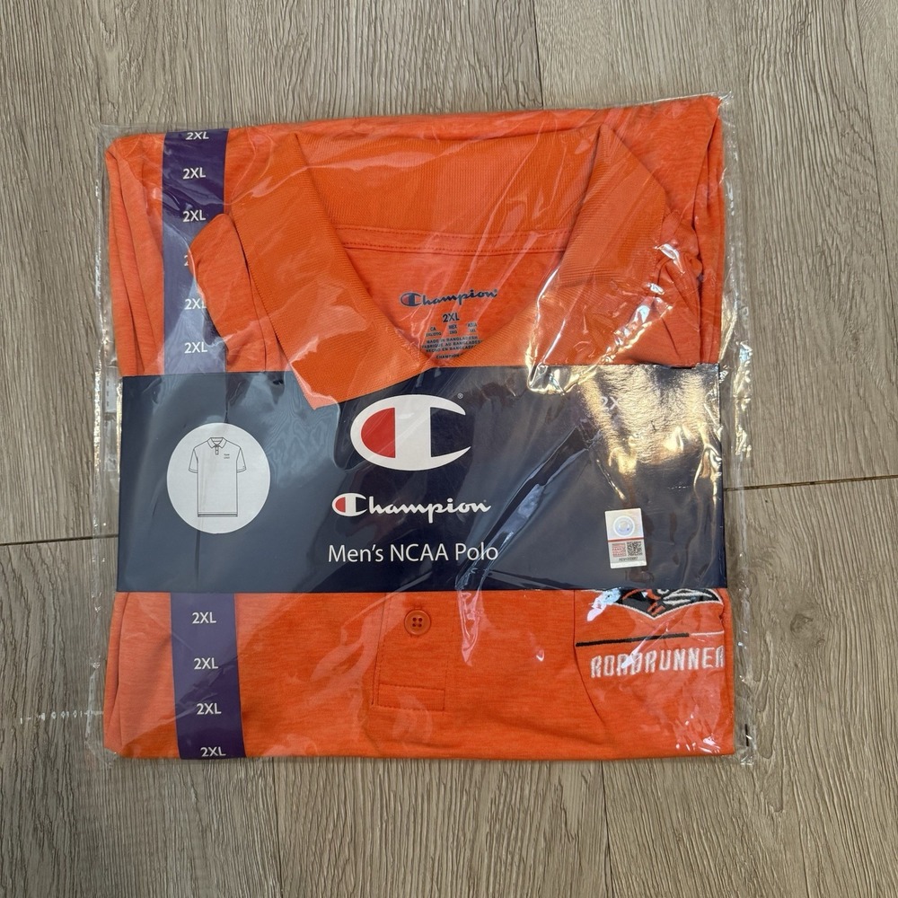 Champion NCAA UTSA Men's Collar Short Sleeve Polo 2XL Orange Game Day Football - Picture 2 of 12